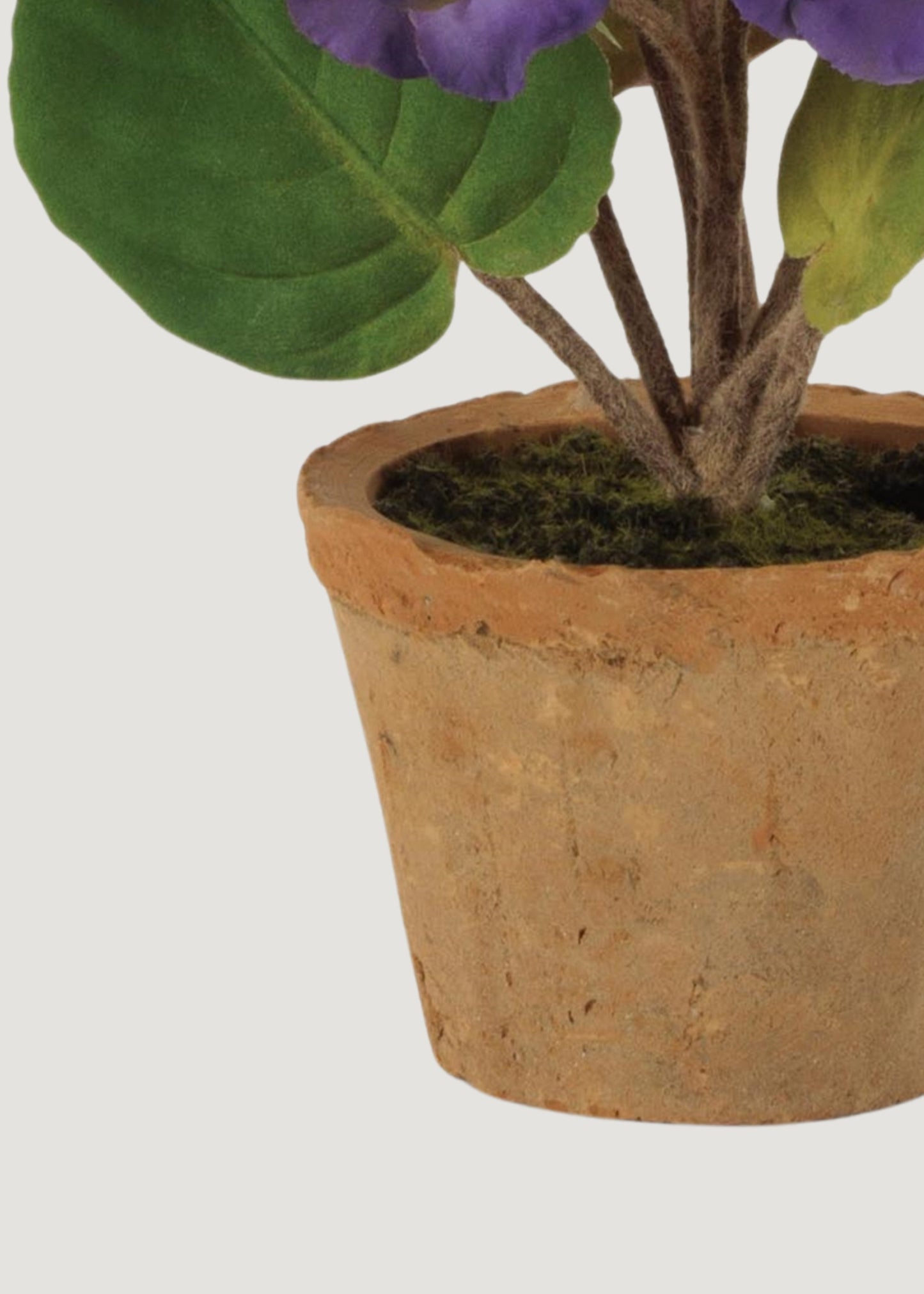 Purple Fake Potted African Violet Plant in Terra Cotta Pot - 8"