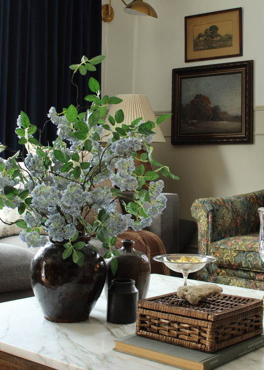 Artificial Spring Blossom Flower Branch in Blue - 41"