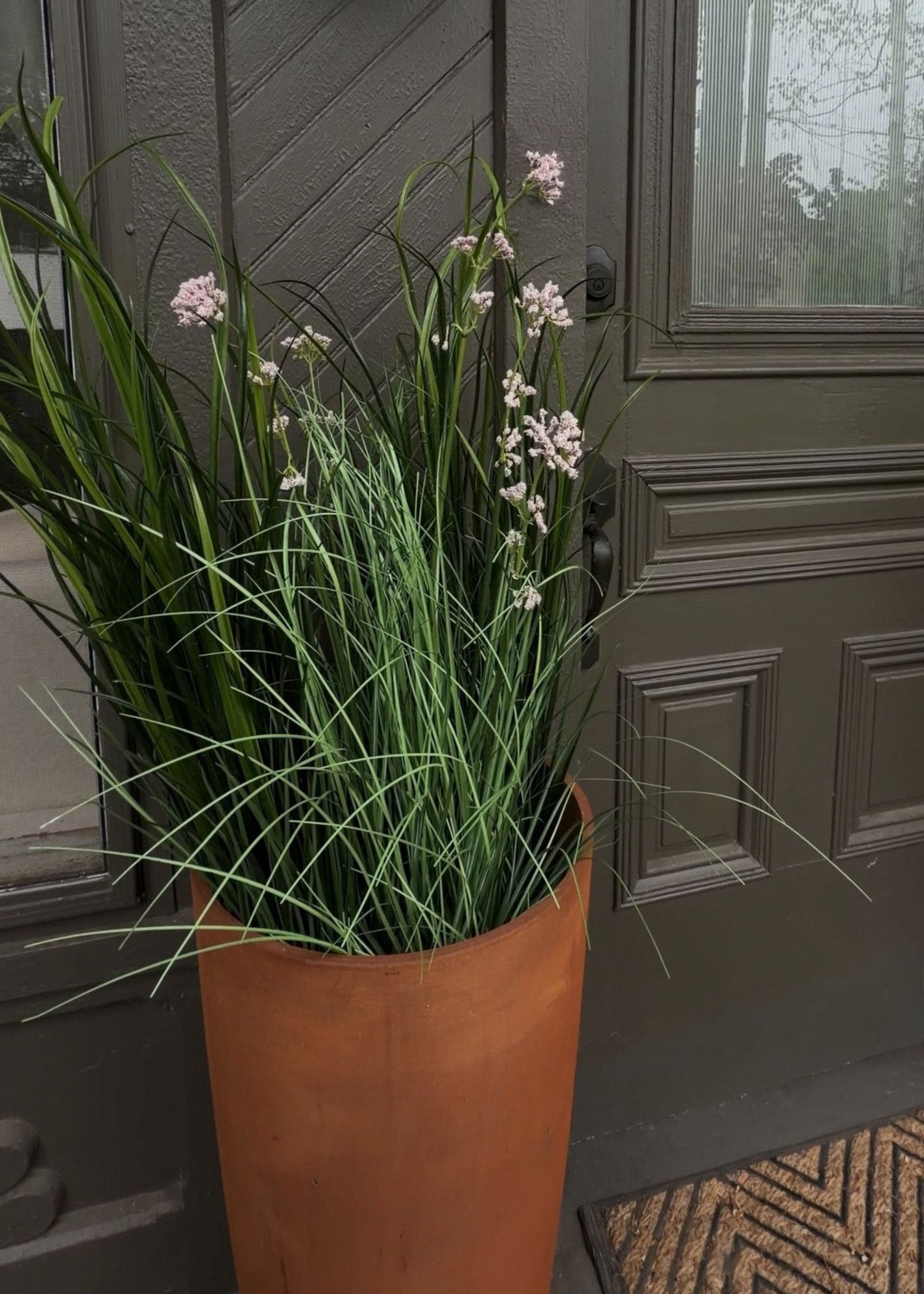 Mauve Fake Flower and Milkweed Grass Potted Plant - 35"