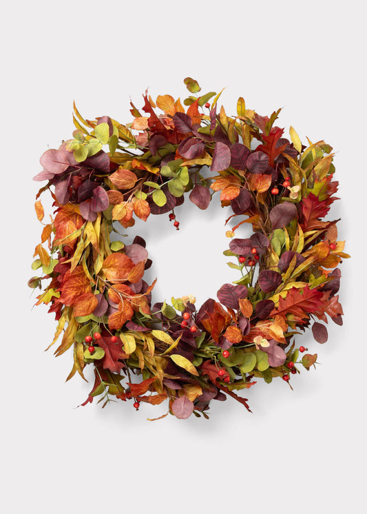 Deluxe Faux Eucalyptus Fall Wreath in Mixed Autumn - 27.5"