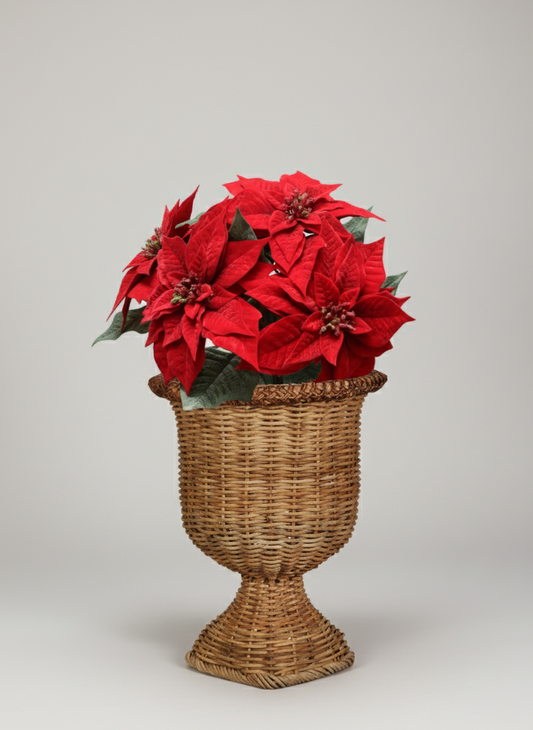 Red Artificial Christmas Poinsettia Flower Bush - 29.5"
