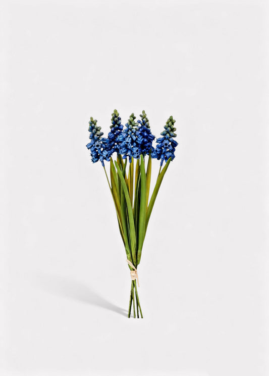 Blue Fake Grape Hyacinth Spring Flower Bundle - 12.5"