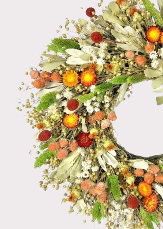 Bohemian Sunset Wreath Dried Flower Wreath - 22"