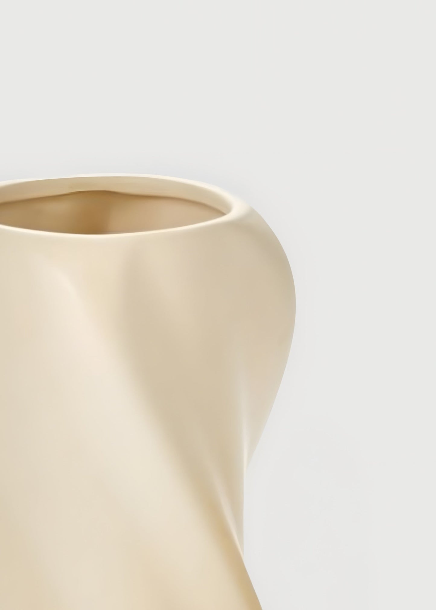 Warm Cream White Ceramic Twist Florian Vase - 12"