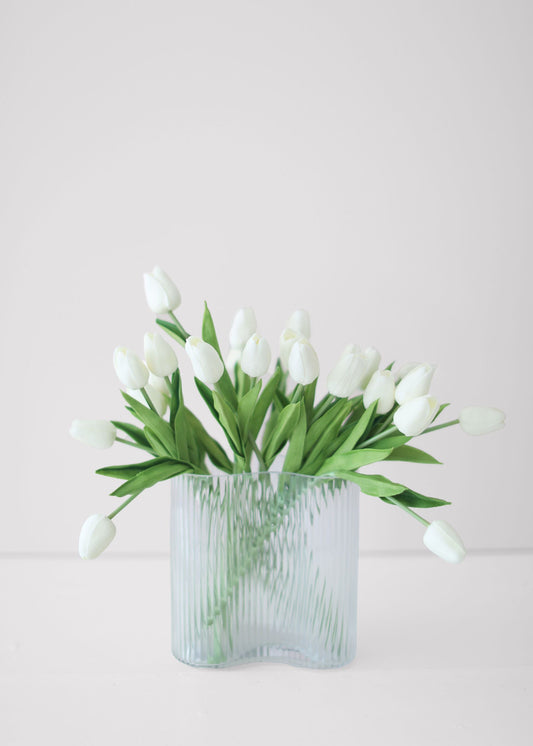 Asymmetrical White Real Touch Tulip Design