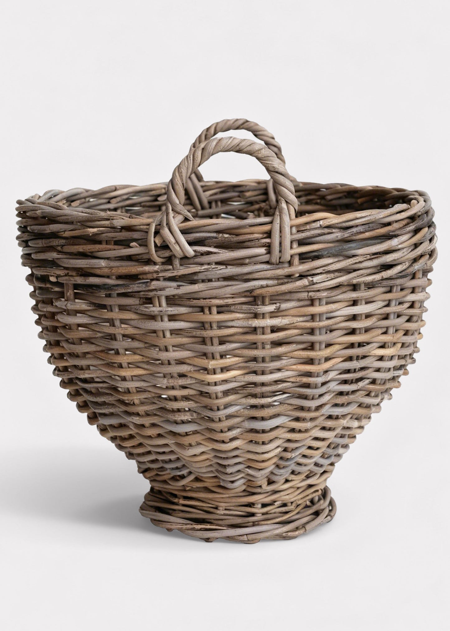 Handmade Rattan Footed Basket with Handles - 16"