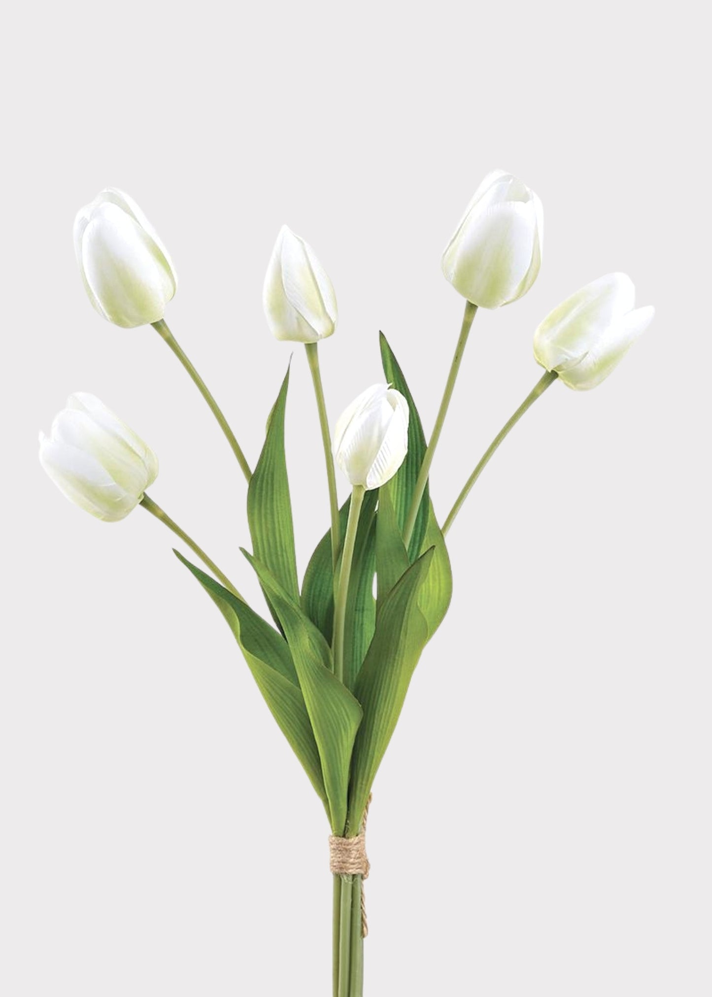 White and Green Fake Tulip Flower Bundle of 6 - 22"