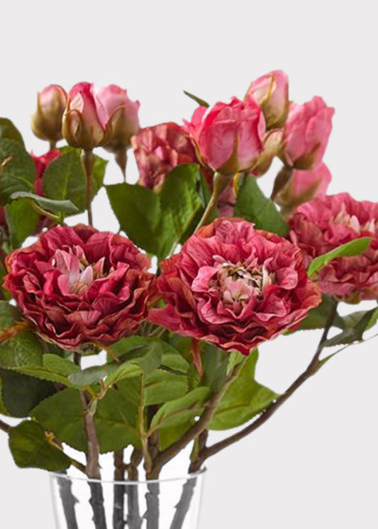Fuchsia Artificial Blooming Rose Spray - 18.75"
