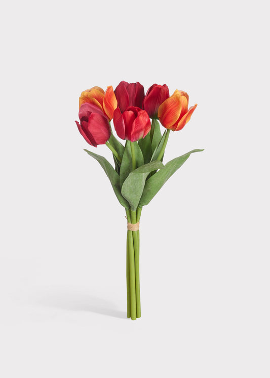 Red and Orange Artificial Tulip Bundle of 6 - 19"