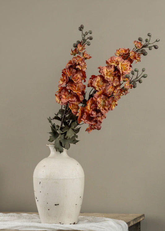 Dried Look Artificial Larkspur Flower in Orange and Pink - 31.5"