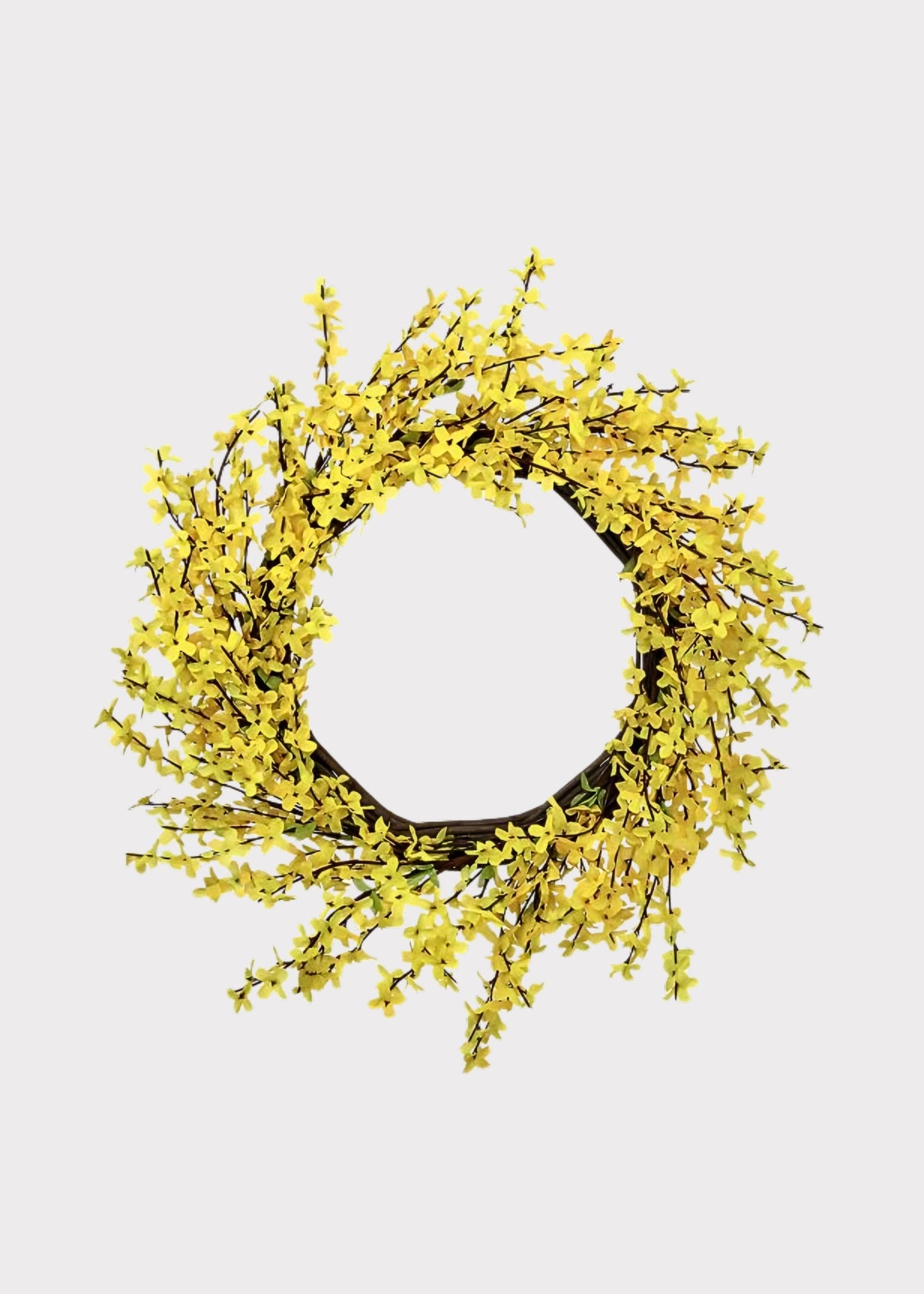 Yellow Forsythia Fake Spring Flower Wreath - 22"