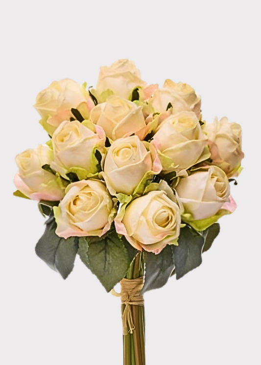 Bundle of 12 Fake Roses in Cream - 10"