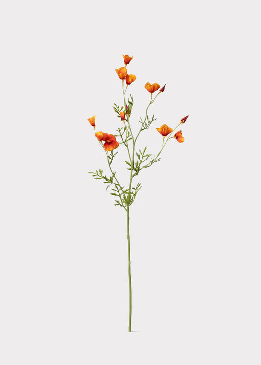 Orange Mini Fake Poppy Flower Spray - 26"