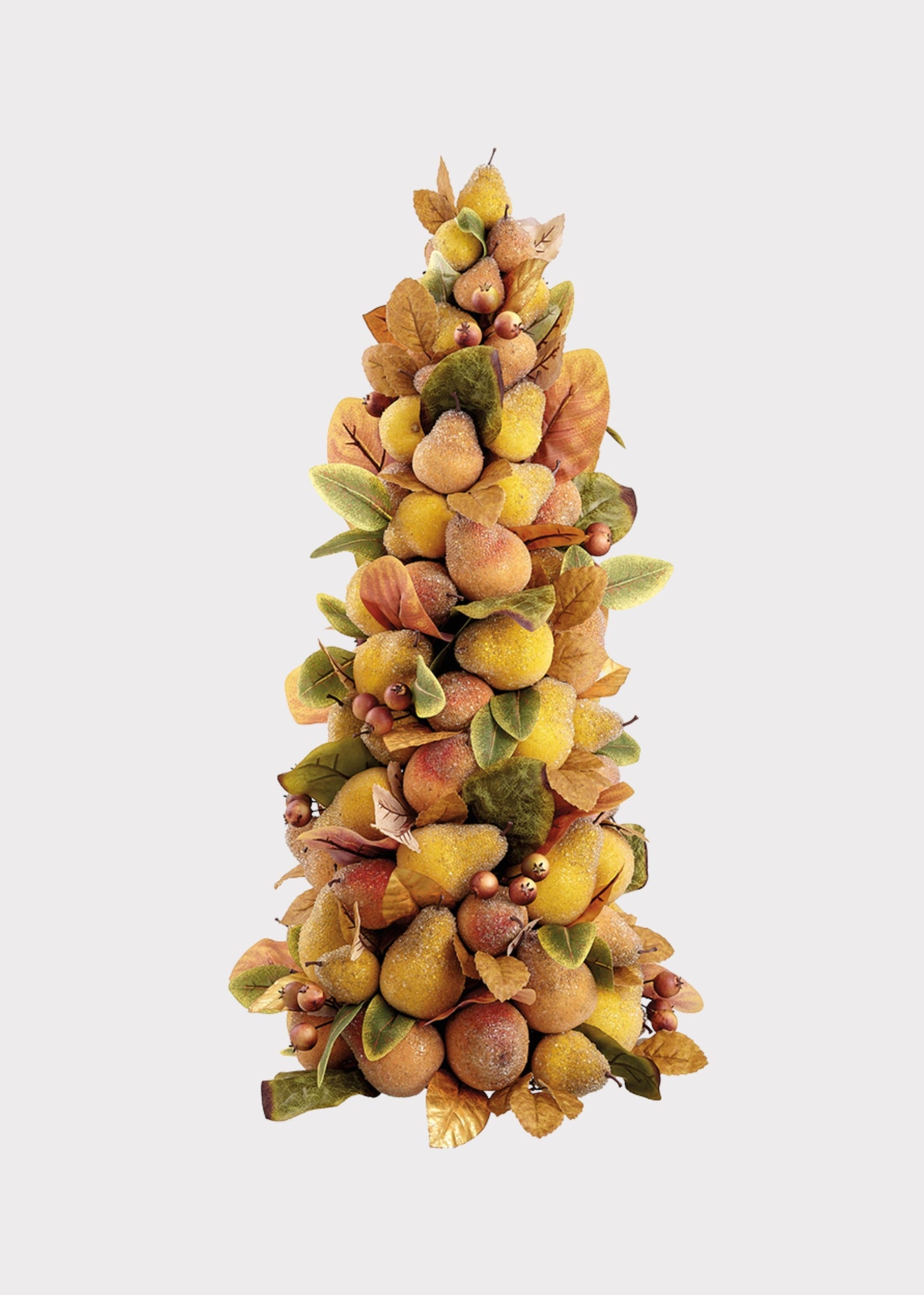 Yellow Beaded Fake Pear Fruit Topiary Holiday Tabletop Decor - 33"