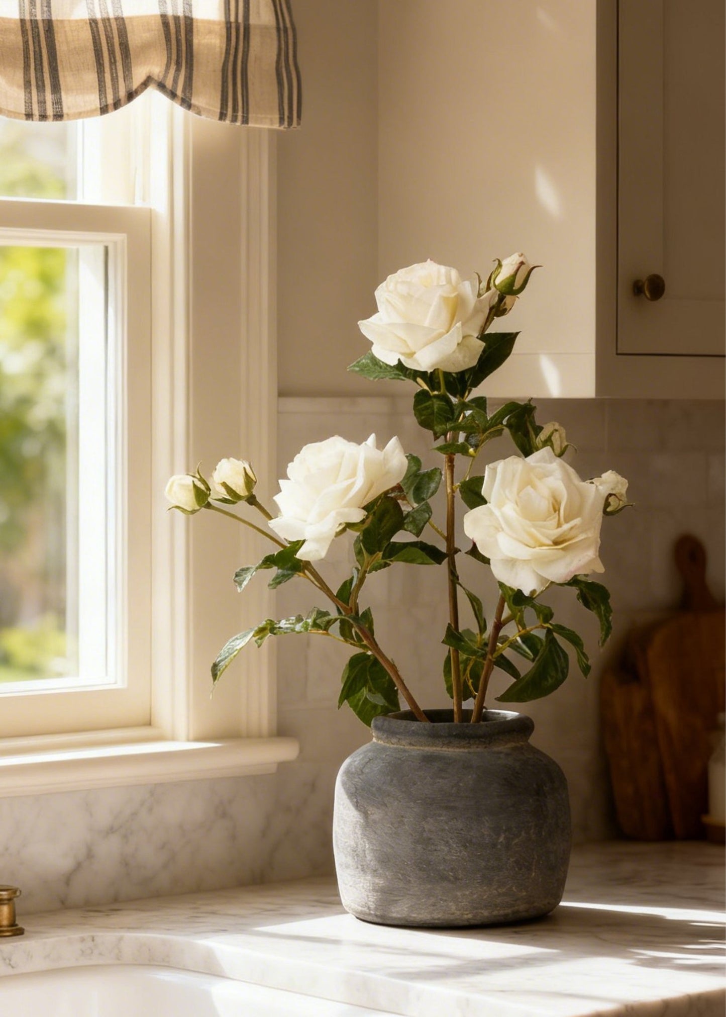 Cream White Real Touch Juliet English Rose - 22"