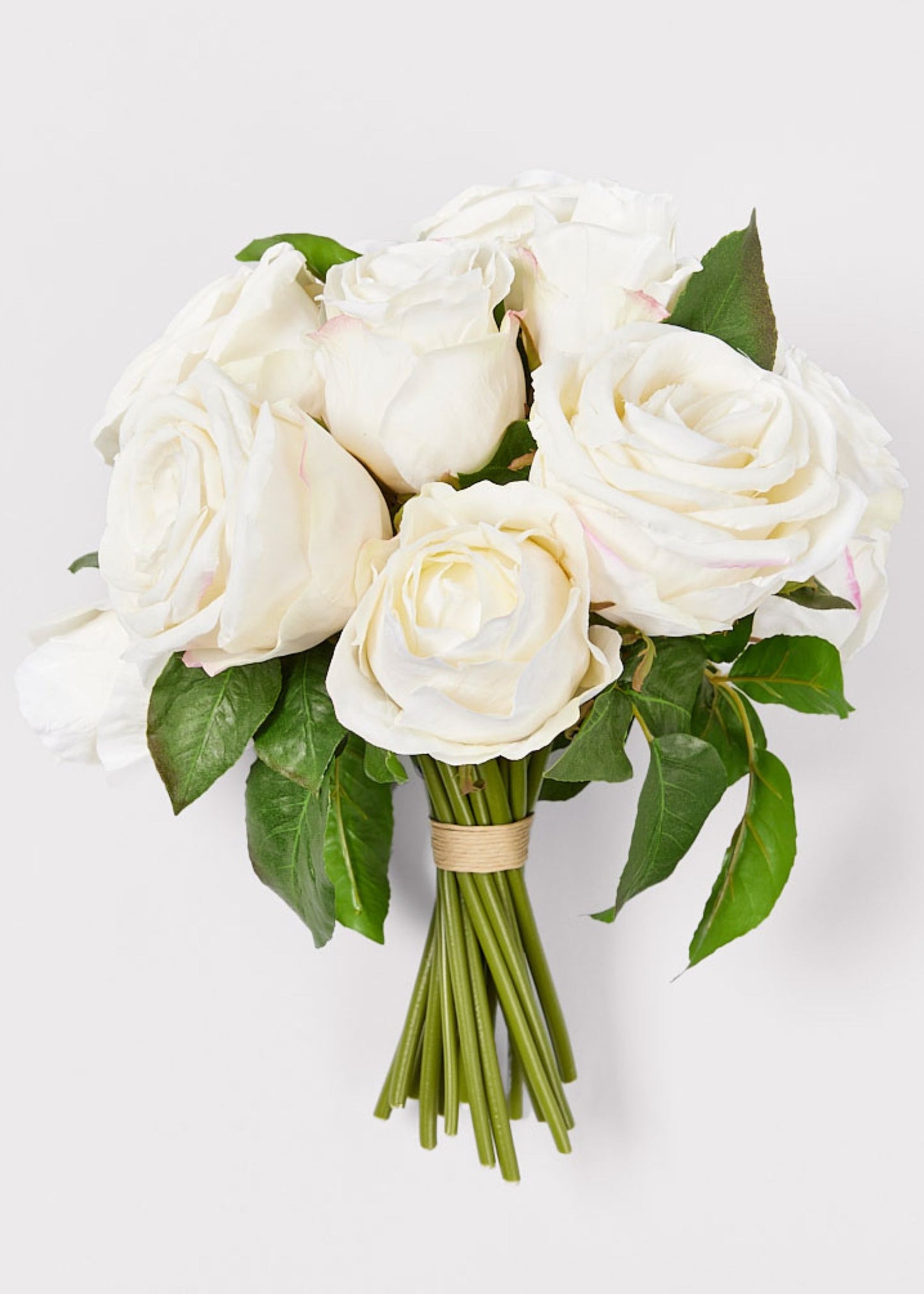 Premium Faux-Ever Rose Bouquet in Cream - 12"