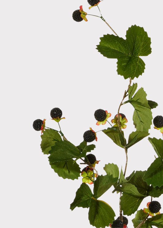 Artificial Berries Black Raspberry Branch - 32"