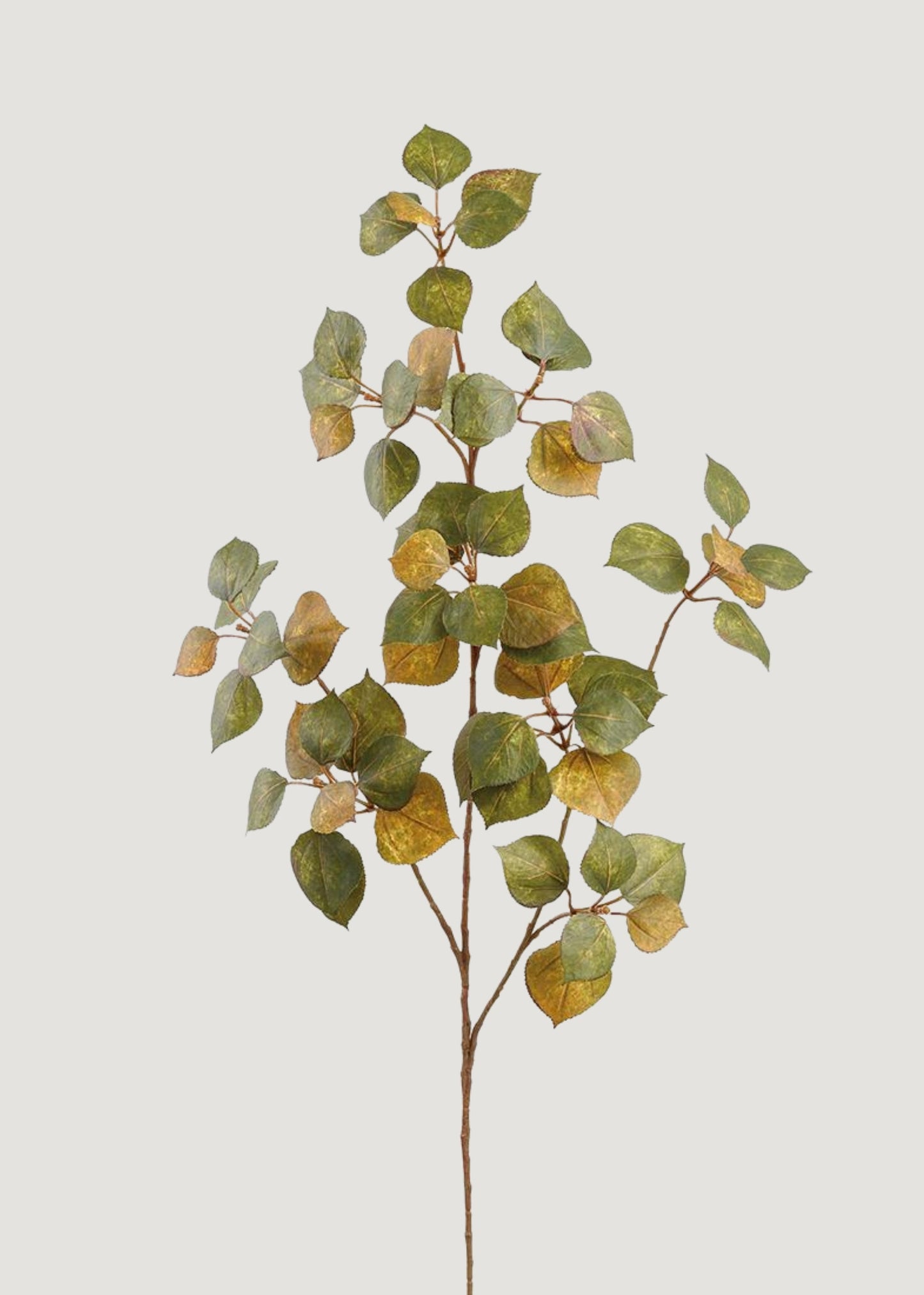 Mustard and Green Fake Cotinus Fall Leaf Branch - 26"