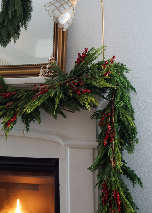 Artificial Winter Pine and Cone Branch with Red Berries - 37"