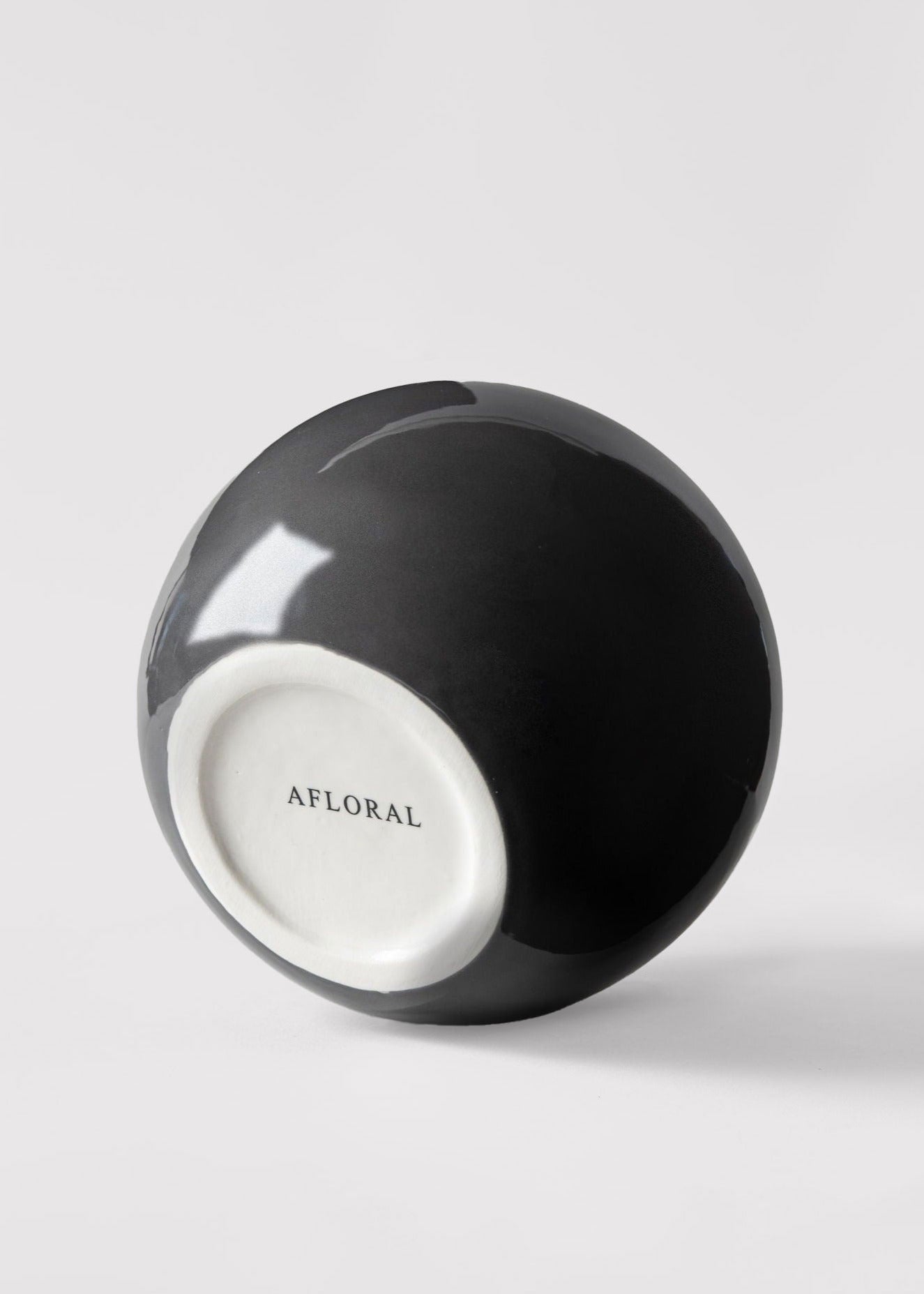 Afloral™ Small Round Ceramic Vase in Glossy Slate - 8"