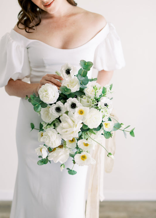 White Anemone Real Touch Fake Flower - 14"