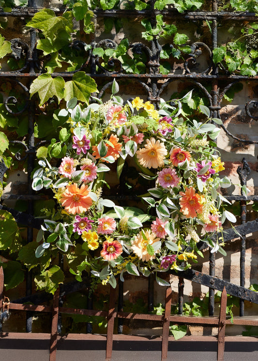 Colorful Artificial Gerbera Daisy Flower Wreath - 24"