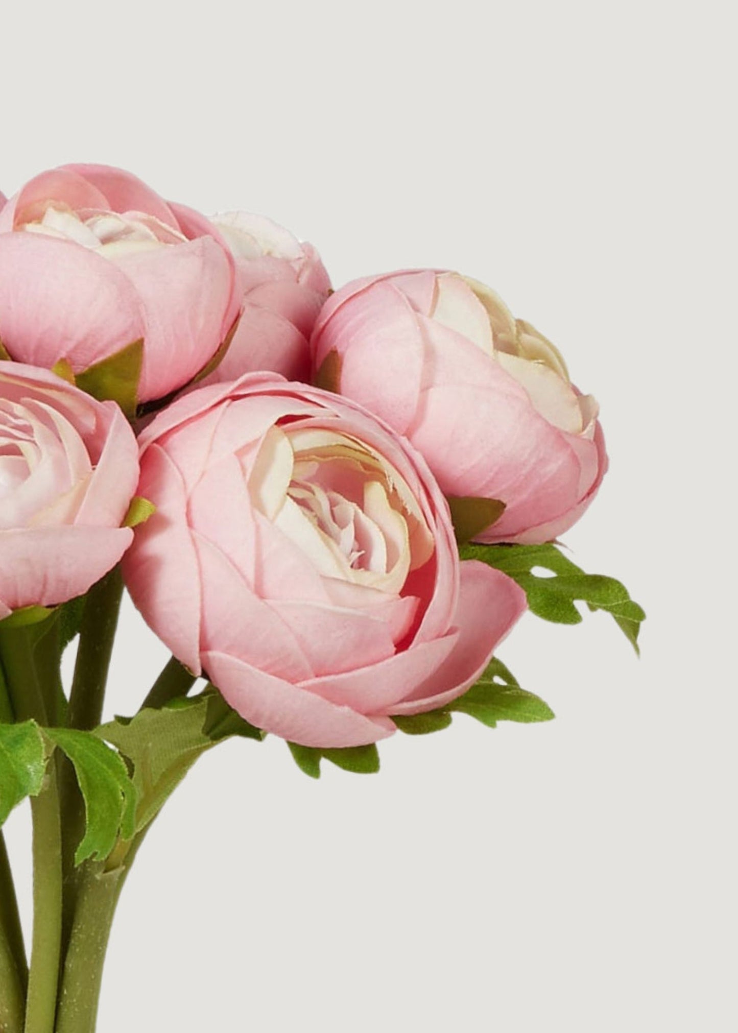 Light Pink Ranunculus Soft Touch Fake Flower Bundle of 7 - 11"