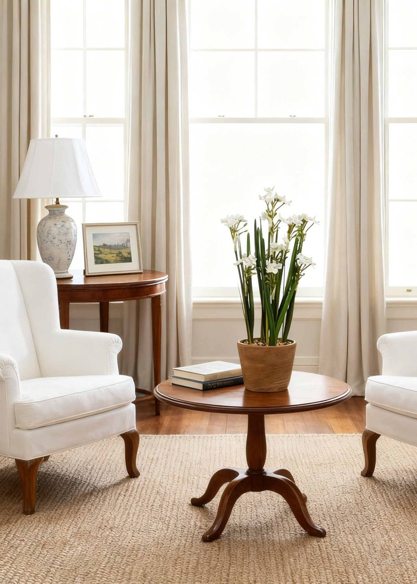 Fake Potted Paperwhite Flower Arrangement - 20"