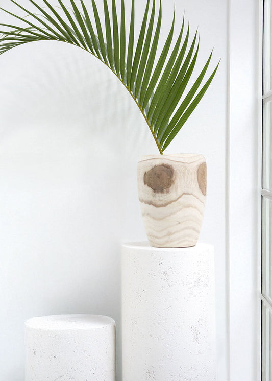 Large Wood Floral Vase - 9.5"