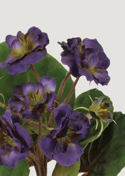 Purple Fake Potted African Violet Plant in Terra Cotta Pot - 8"