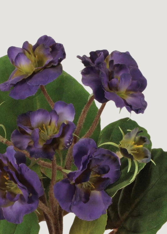 Purple Fake Potted African Violet Plant in Terra Cotta Pot - 8"
