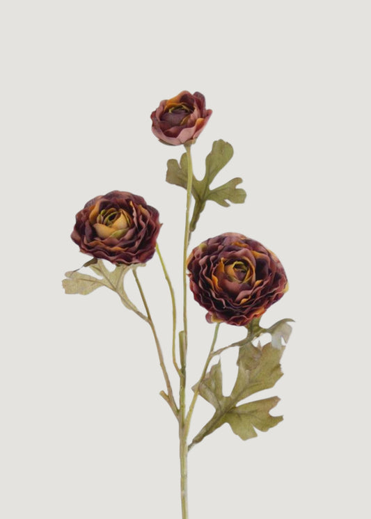 Plum and Orange Artificial Ranunculus Fall Flowers - 20.5"