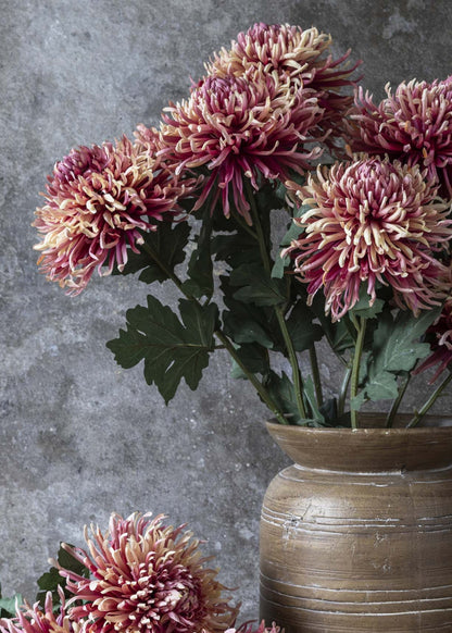 Fake Chrysanthemum Flower in Pink Sunset - 35.25"