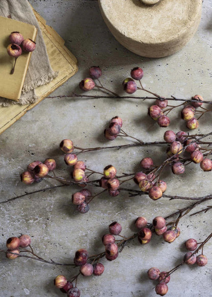 Pink Fake Hawthorn Berry Branch - 35.25"