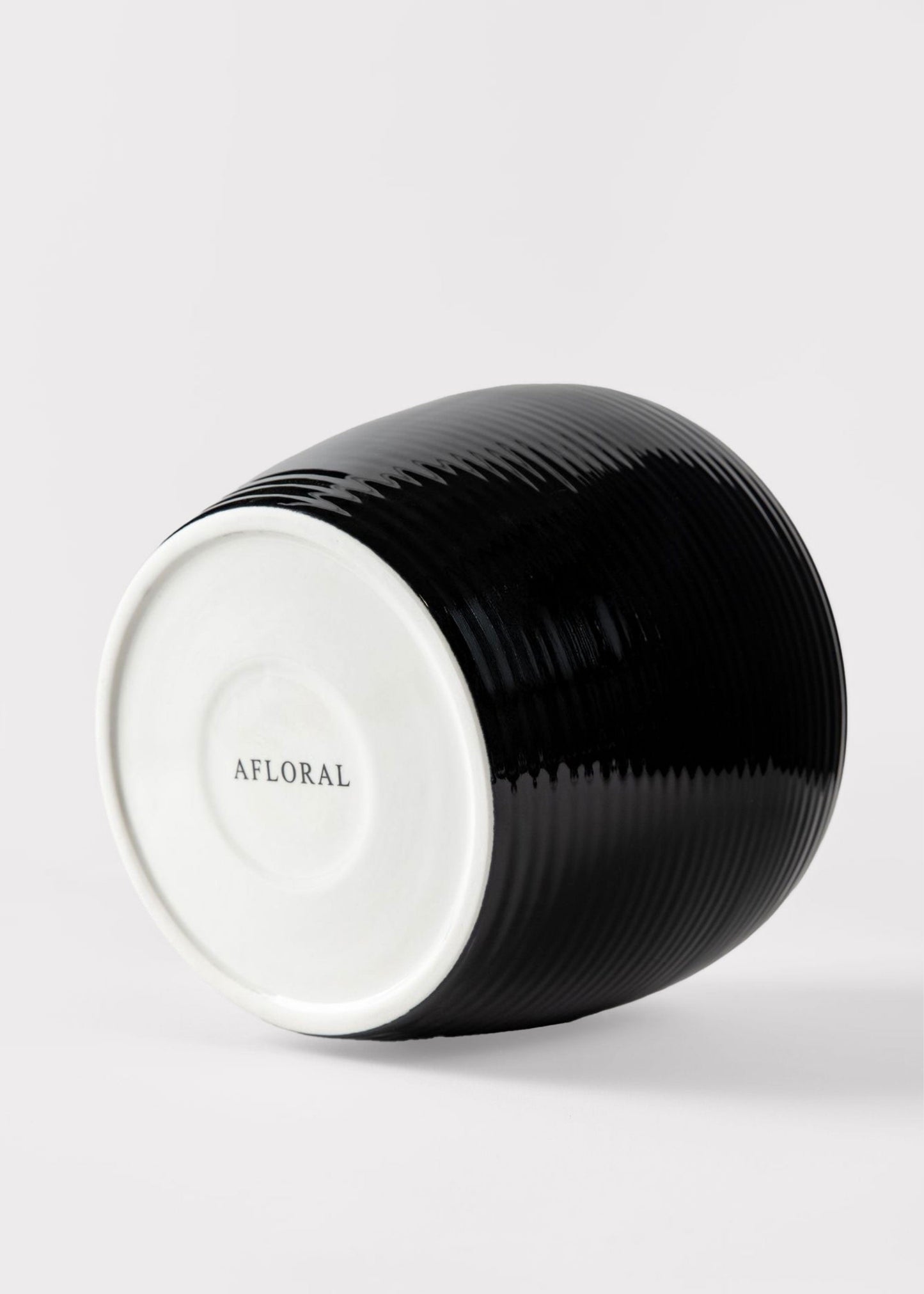 Glazed Afloral™ Ribbed Stoneware Table Vase in Noir - 8"