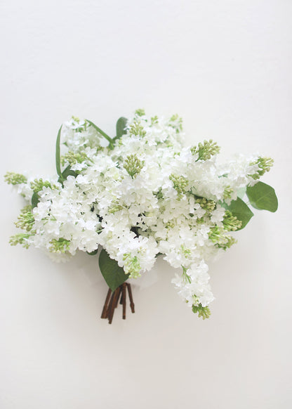 Premium Artificial Blooming Lilac Stem in White - 26"