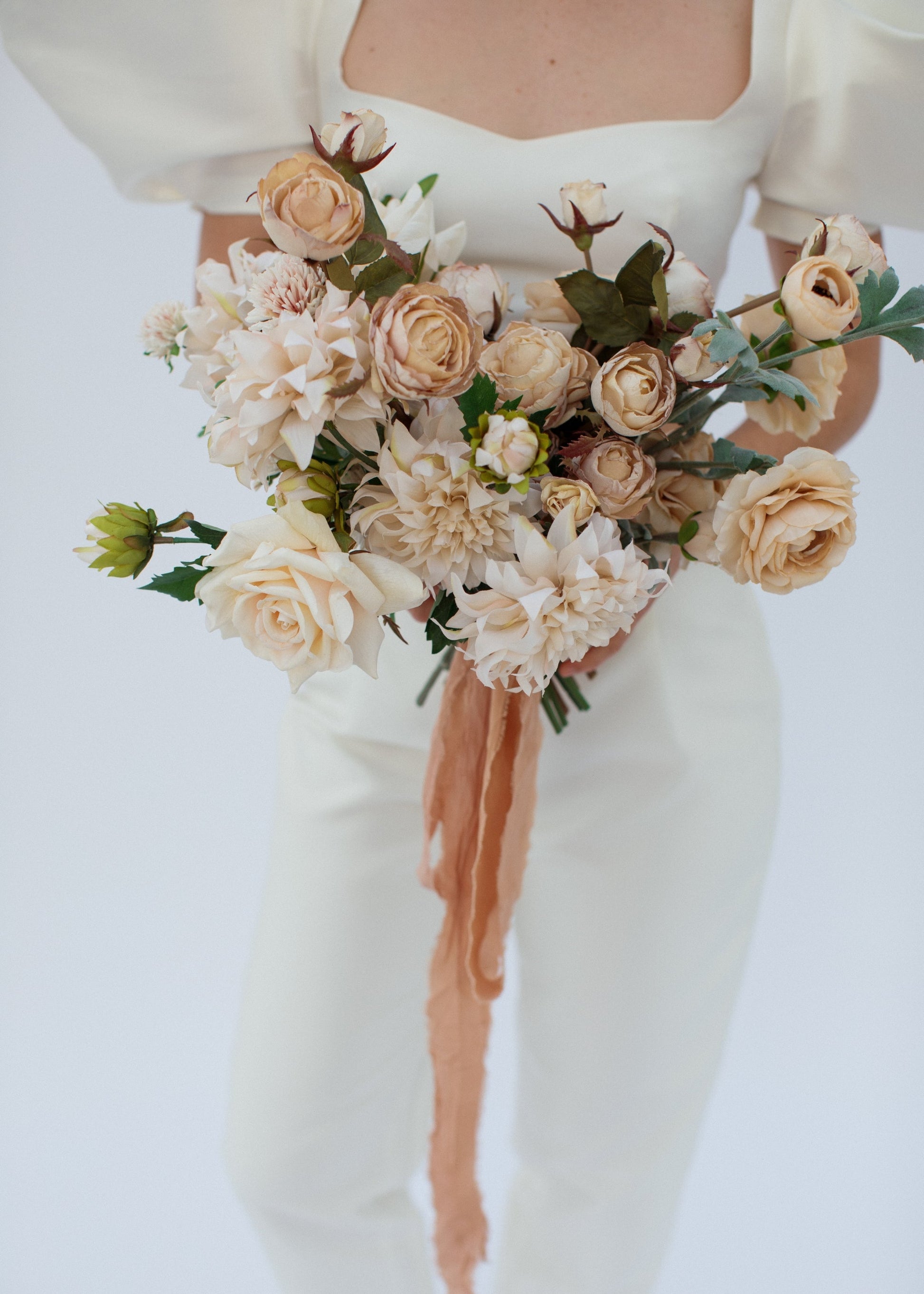 Ivory Artificial Dahlia Flower - 19.5"