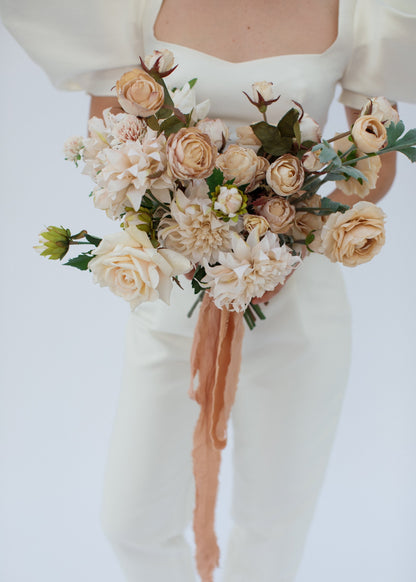 Ivory Artificial Dahlia Flower - 19.5"