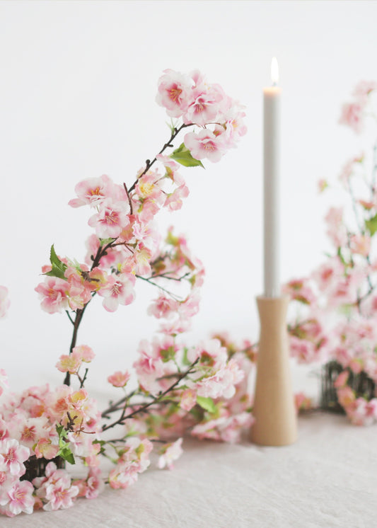 Pink Fake Cherry Blossom Branch Pick - 18"