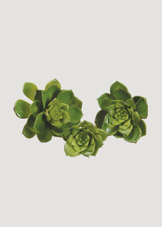 Pack of 3 Fake Echeveria Mini Succulents - 2-3.5" Wide