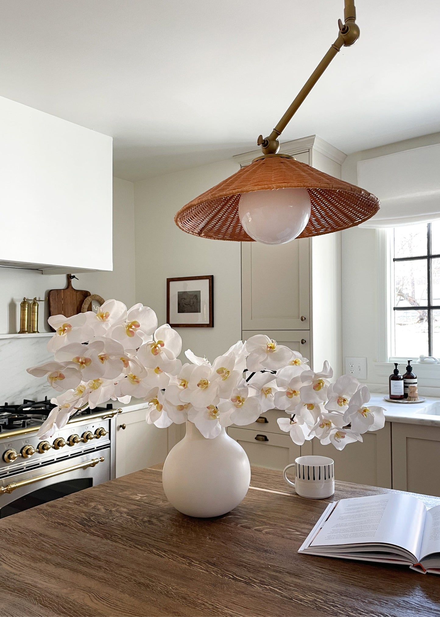 Faux White Blooming Phalaenopsis Orchids - 40"