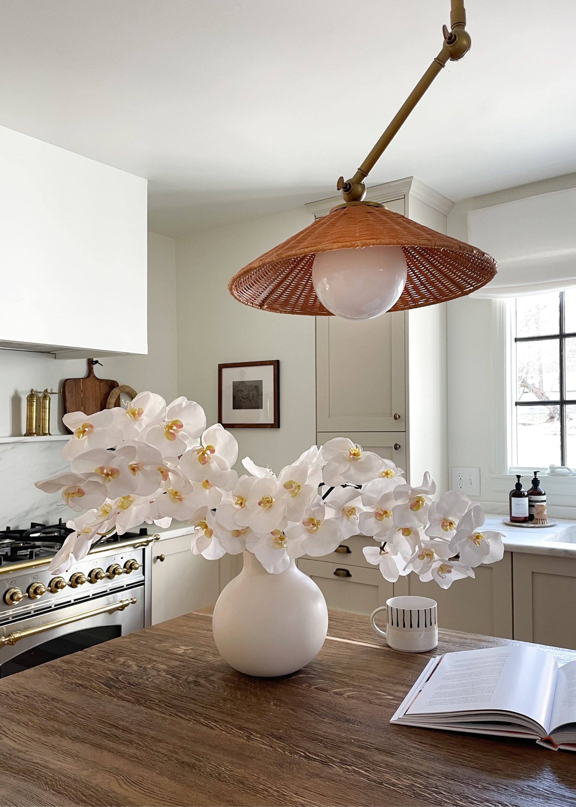 Faux White Blooming Phalaenopsis Orchids - 40"