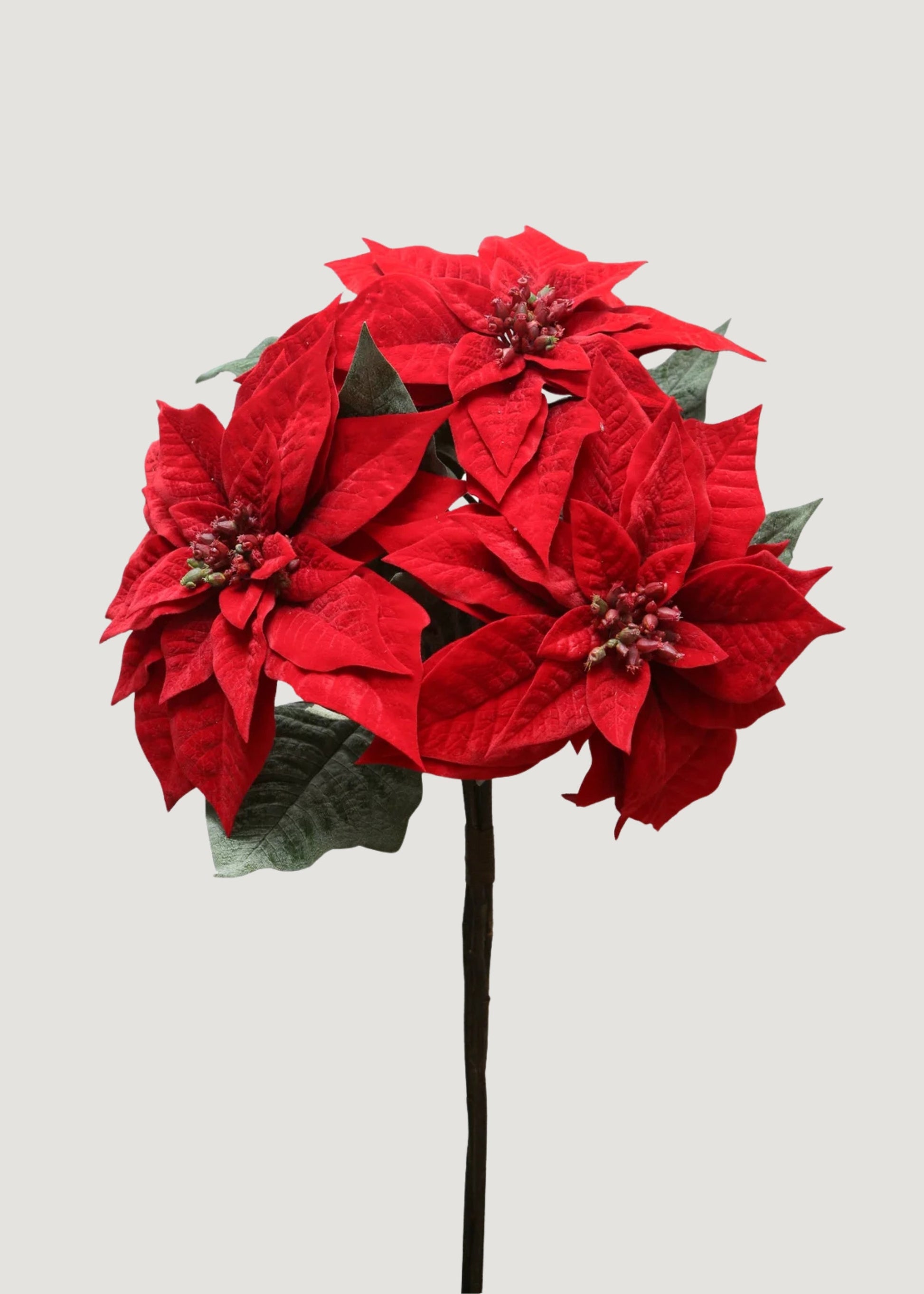 Red Artificial Christmas Poinsettia Flower Bush - 29.5"