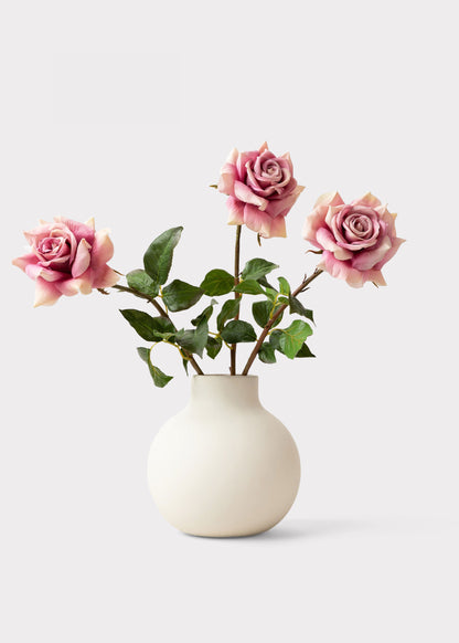 Afloral™ Creamy White Round Ceramic Vase - 8"