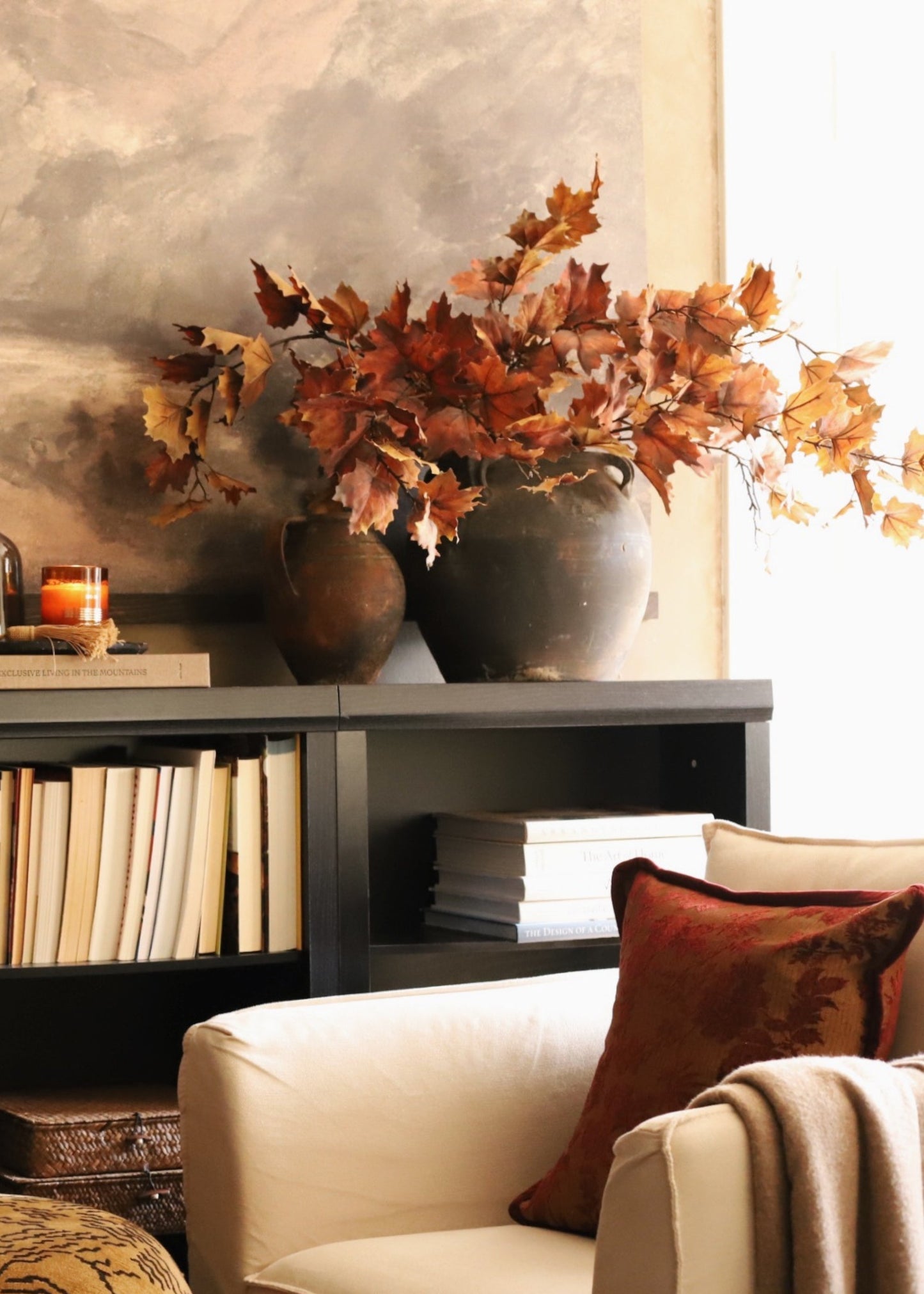 Nutmeg Brown Artificial Tall Maple Leaf Fall Branch - 47"