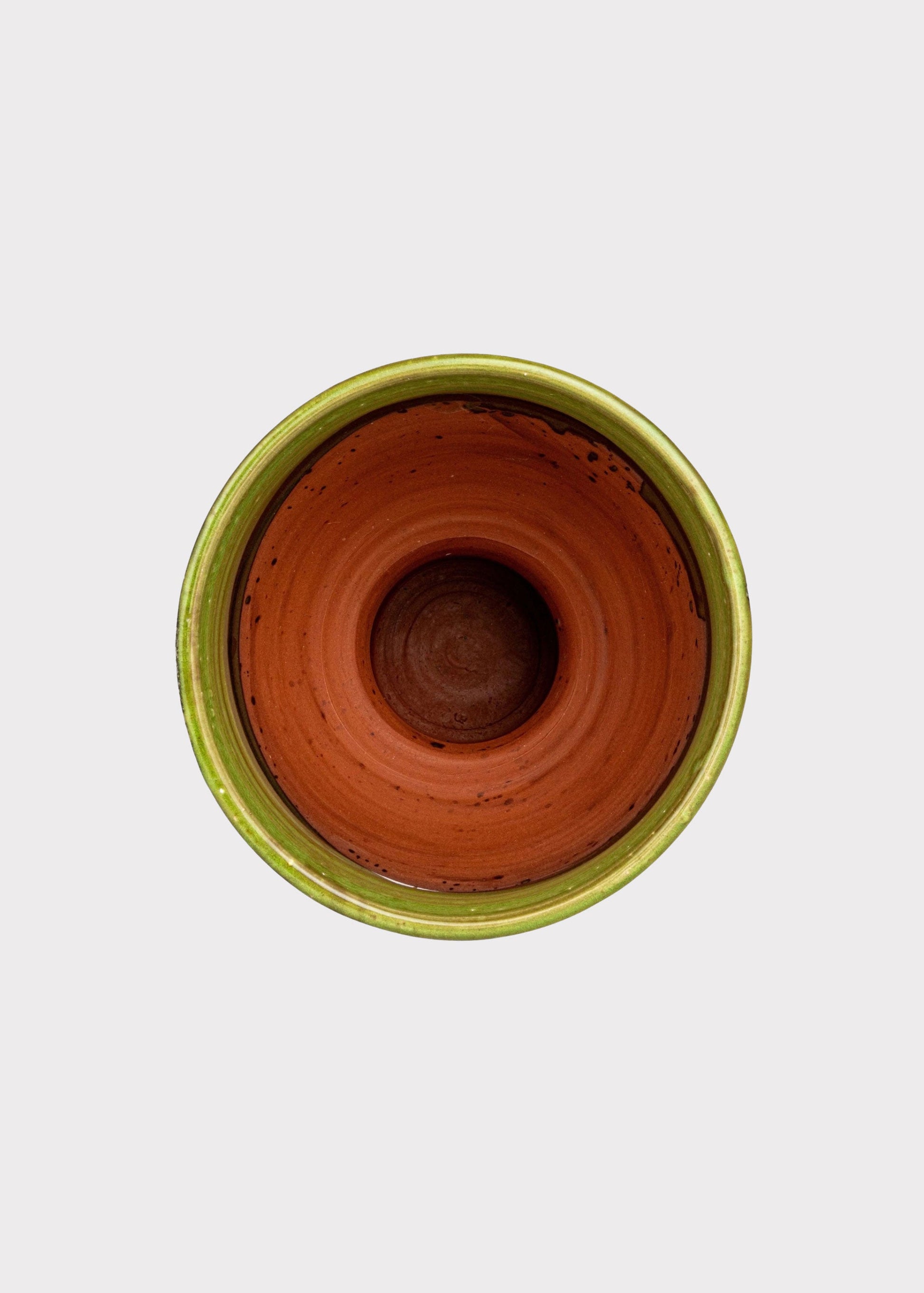 Handmade Terra Cotta Hobnail Footed Vase in Glazed Green - 12.25"