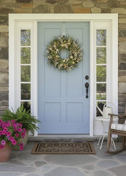 Cream Green Dried Hydrangea Flower and Eucalyptus Wreath - 22"