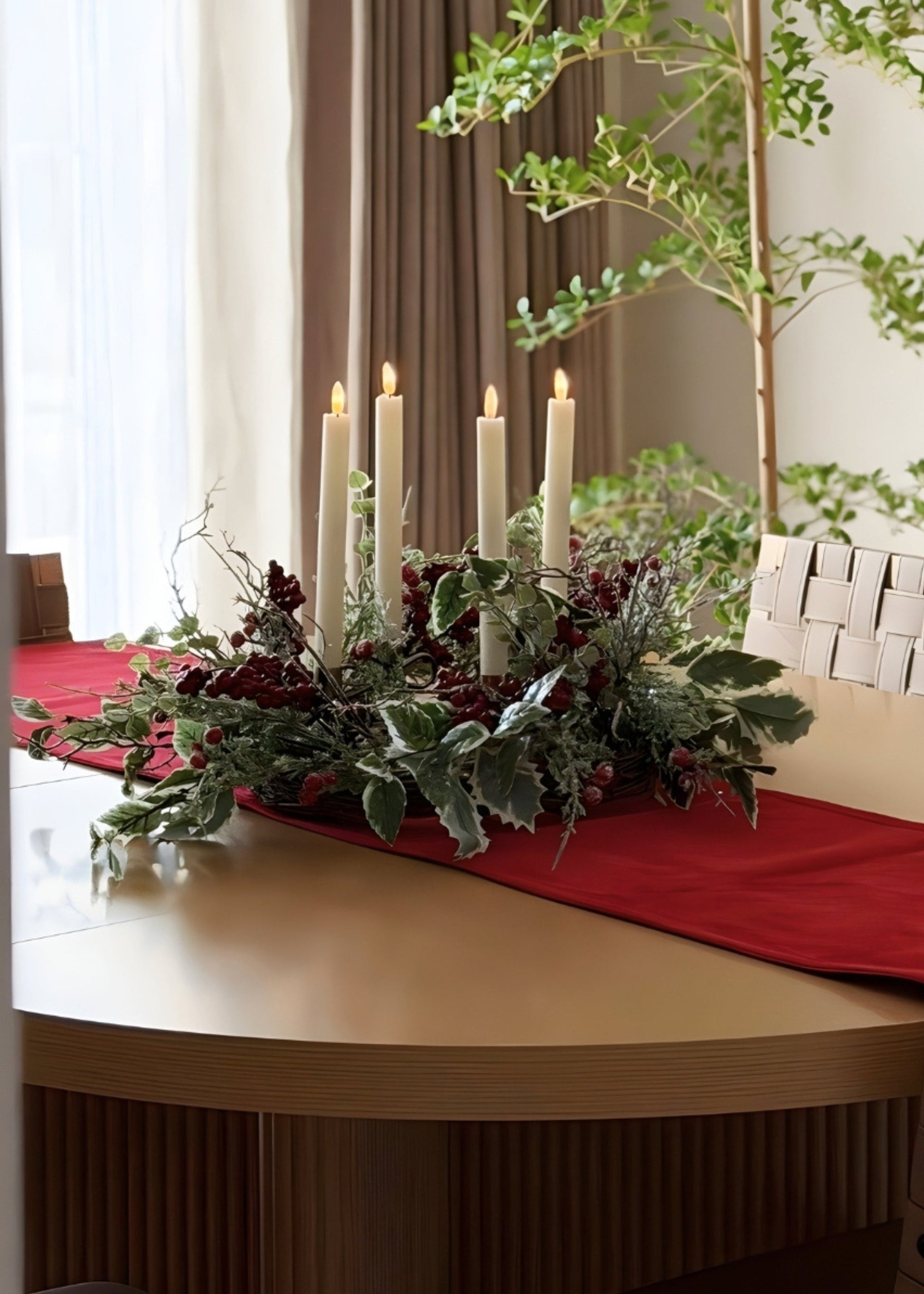 Winter Frost Holly and Red Berry Holiday Wreath - 24"