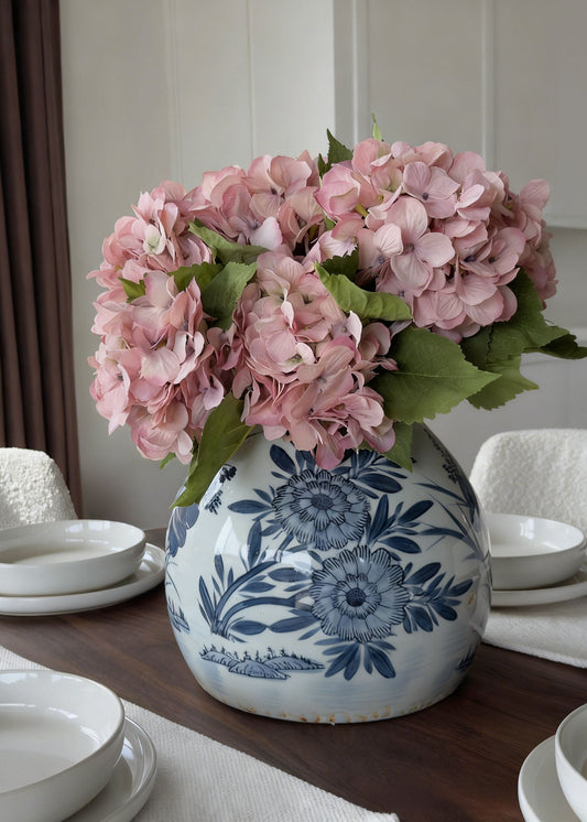 Small Hydrangea Artificial Flower in Antique Pink - 19"