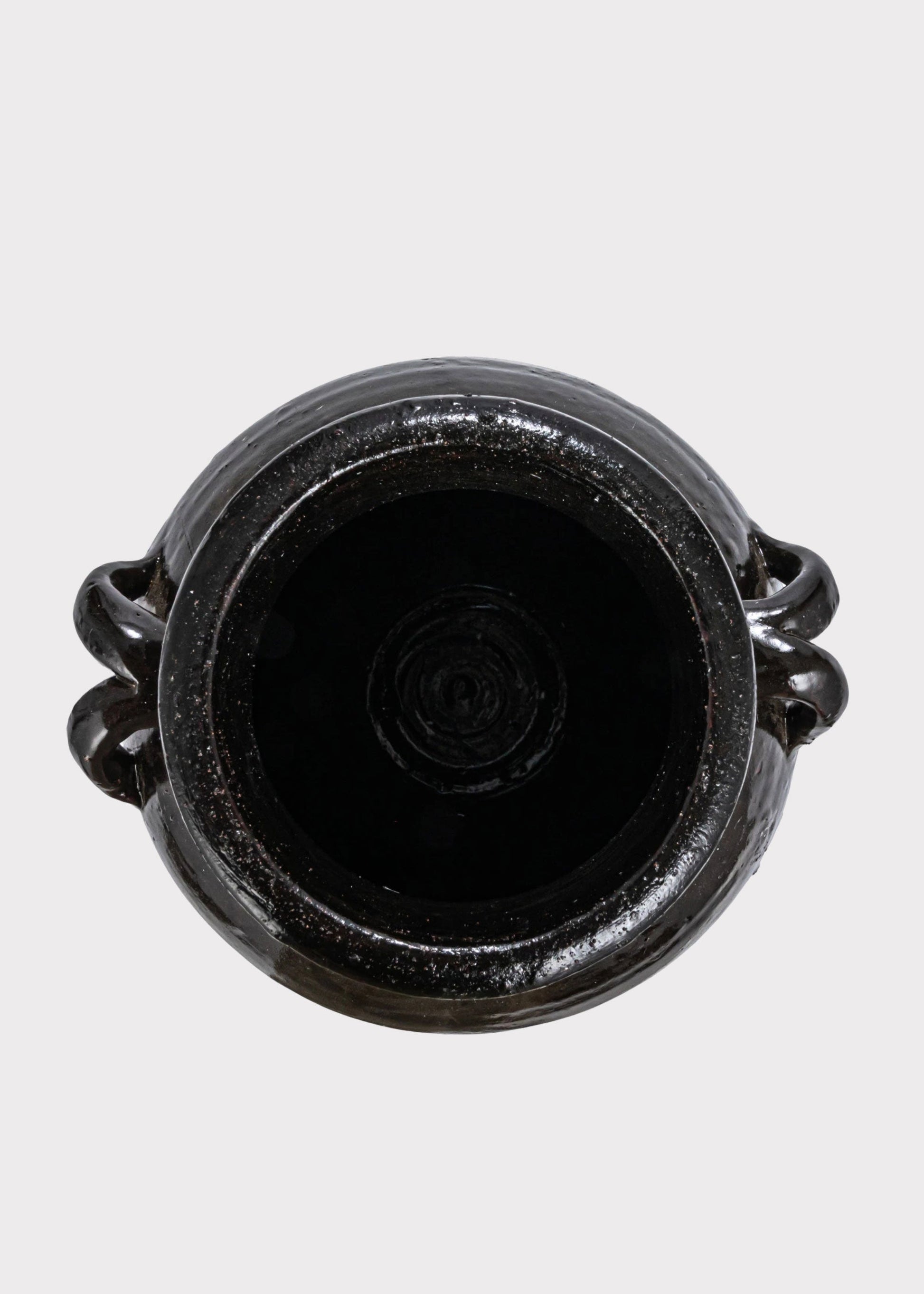 Large Distressed Clay Jar Vase in Dark Brown Black Hue - 11.75"